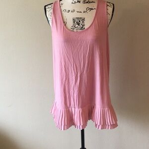 Ruby ribbon pink long ruffled bottom tank